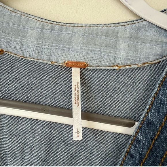 NWT Free People Dreaming Of Denim Shirt Dress Size Large Blue Retail $128 - Picture 8 of 9